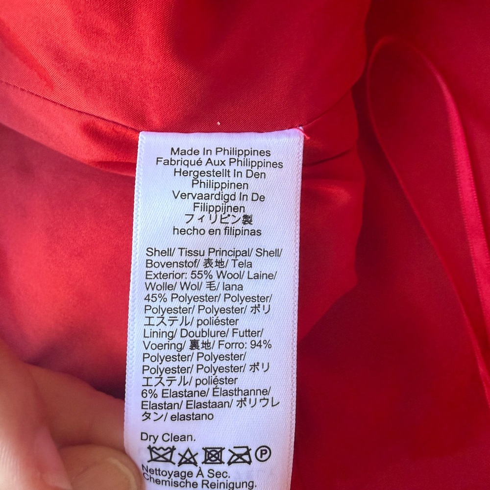 J.Crew Red Tweed Mini Skirt Gold Button Pockets Fringe Trim Classic Parisian - Picture 13 of 15